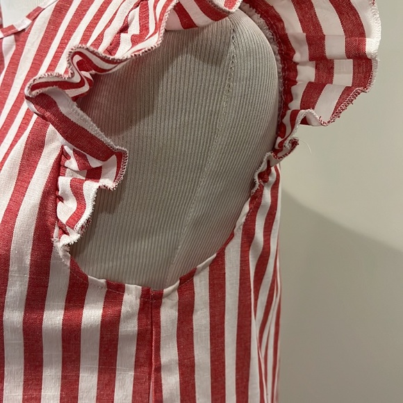 Preppy Linen Feeling Shift Dress Size M in Red & White Stripes - Picture 4 of 7